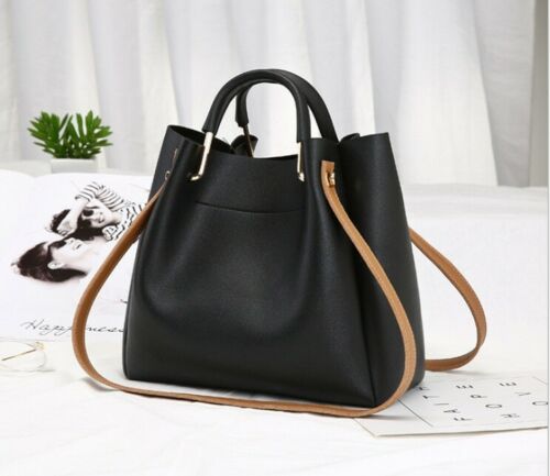 1pc PU Leather Ladies Handbags Larger Women's Bag Hair Ball Shoulder Bag Messenger Crossbody Bag for Women: Black