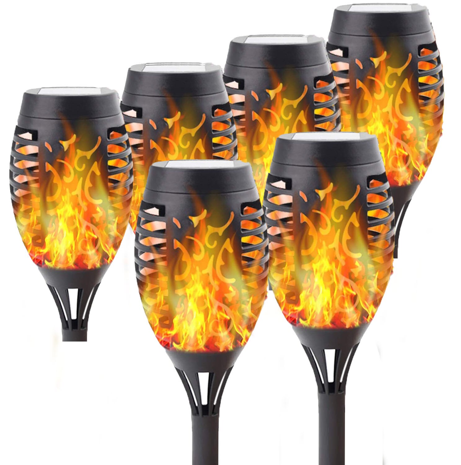 Outdoor Led Solar Lights Flickering Dancing Flame Torch Solar Lighting Waterproof Lamp For Garden Decoration Landscape Lawn Path: 6 Pack-Small