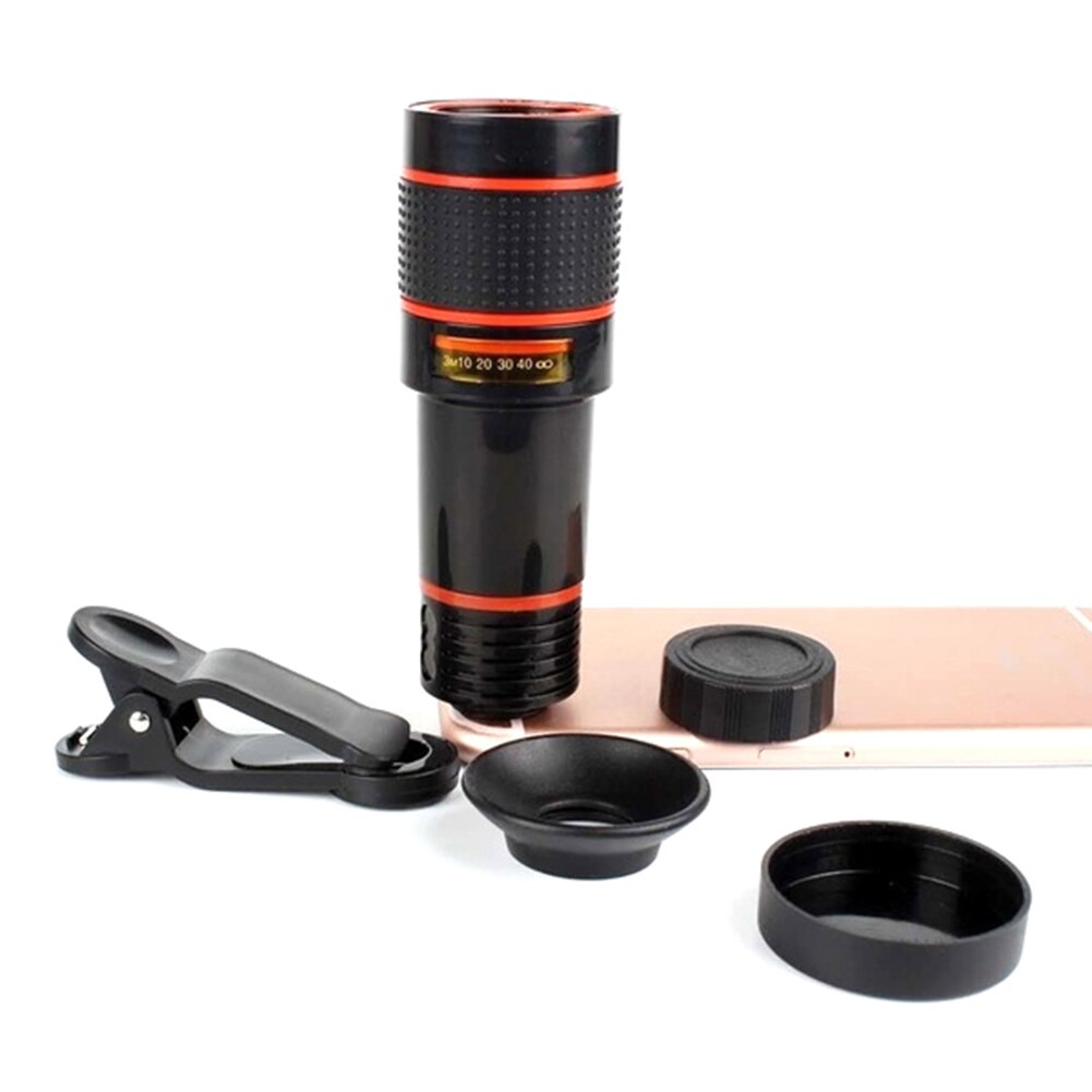 Universal 12X HD Zoom Telescope Phone Camera External Telephoto Lens with Clip Camera External Telephoto Lens with Clip Telescop