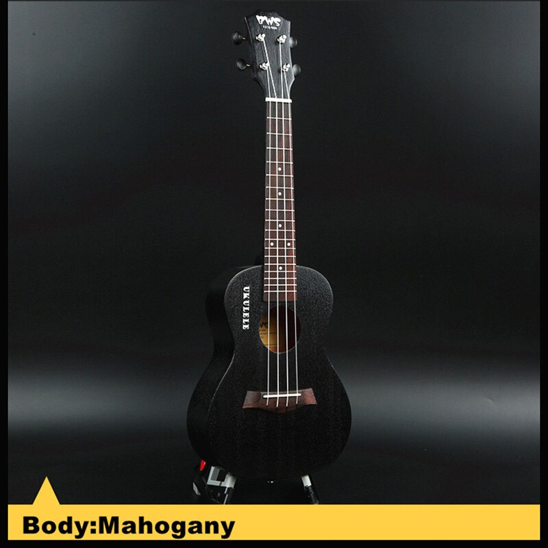 BWS EST & 1988 23 inch Soprano Ukulele Black Hawaiian Mini Guitar Rosewood Fretboard 4 strings Mahogany Ukulele Music