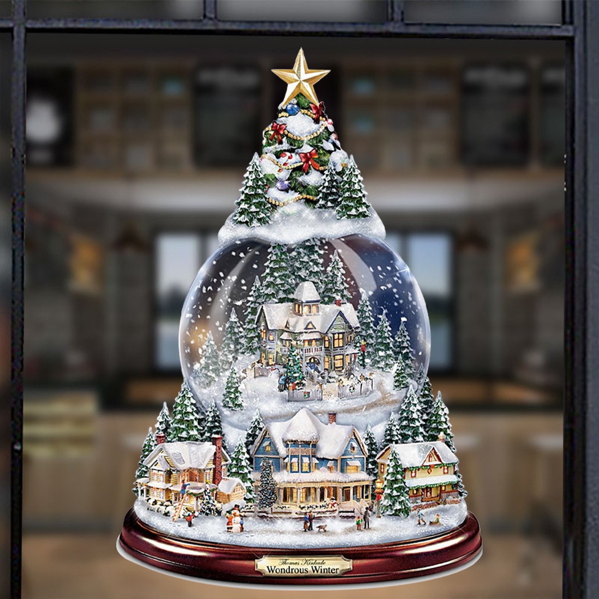 Christmas Tree Rotating Sculpture Train Decorations Paste Window Paste Stickers Christmas Decorations
