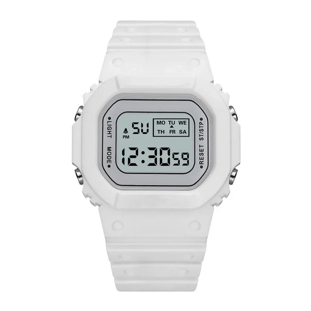 Kinder elektronische uhren farbe leucht zifferblatt leben wasserdicht multi-funktion luminous alarm uhren uhr für jungen und mädchen: style2 -white