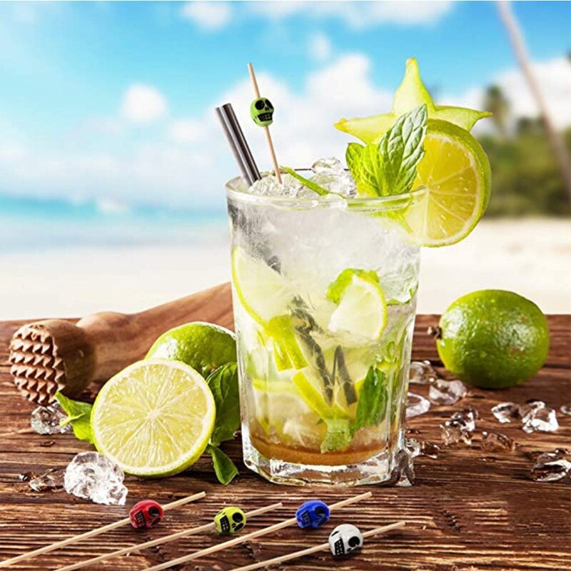 50 kpl cocktail suolakurkku kallo hedelmä shekki voileipä alkupala bambutikkuja juhlasisustus