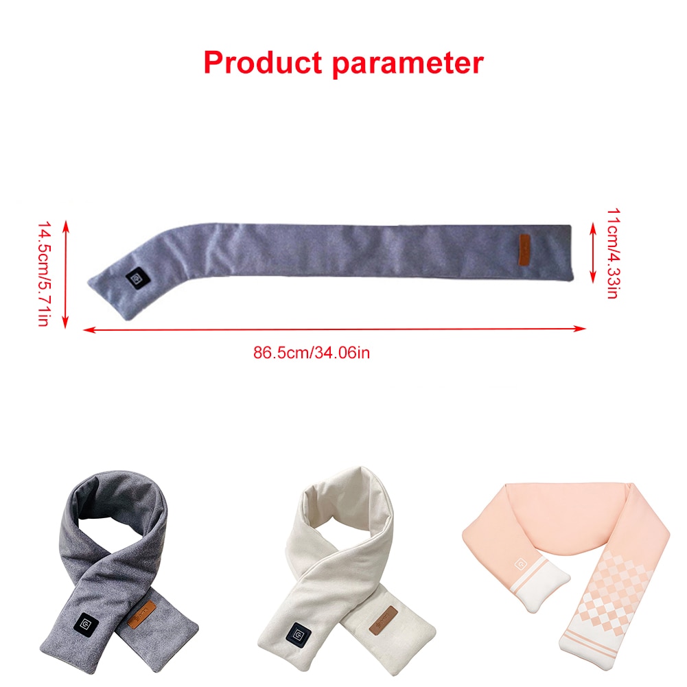 3 Levels Graphene Heated Scarf Winter USB Electric Heated Warm Shawl Neck Wrap With For Men And Women