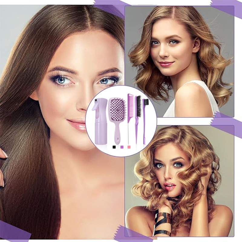 Juego de 5 uds de peine, cepillo para desenredar el cabello rizado, peine de cola de rata curvo, cepillo para el cabello con borde, cepillo para el cabello rizado, herramientas de peluquería