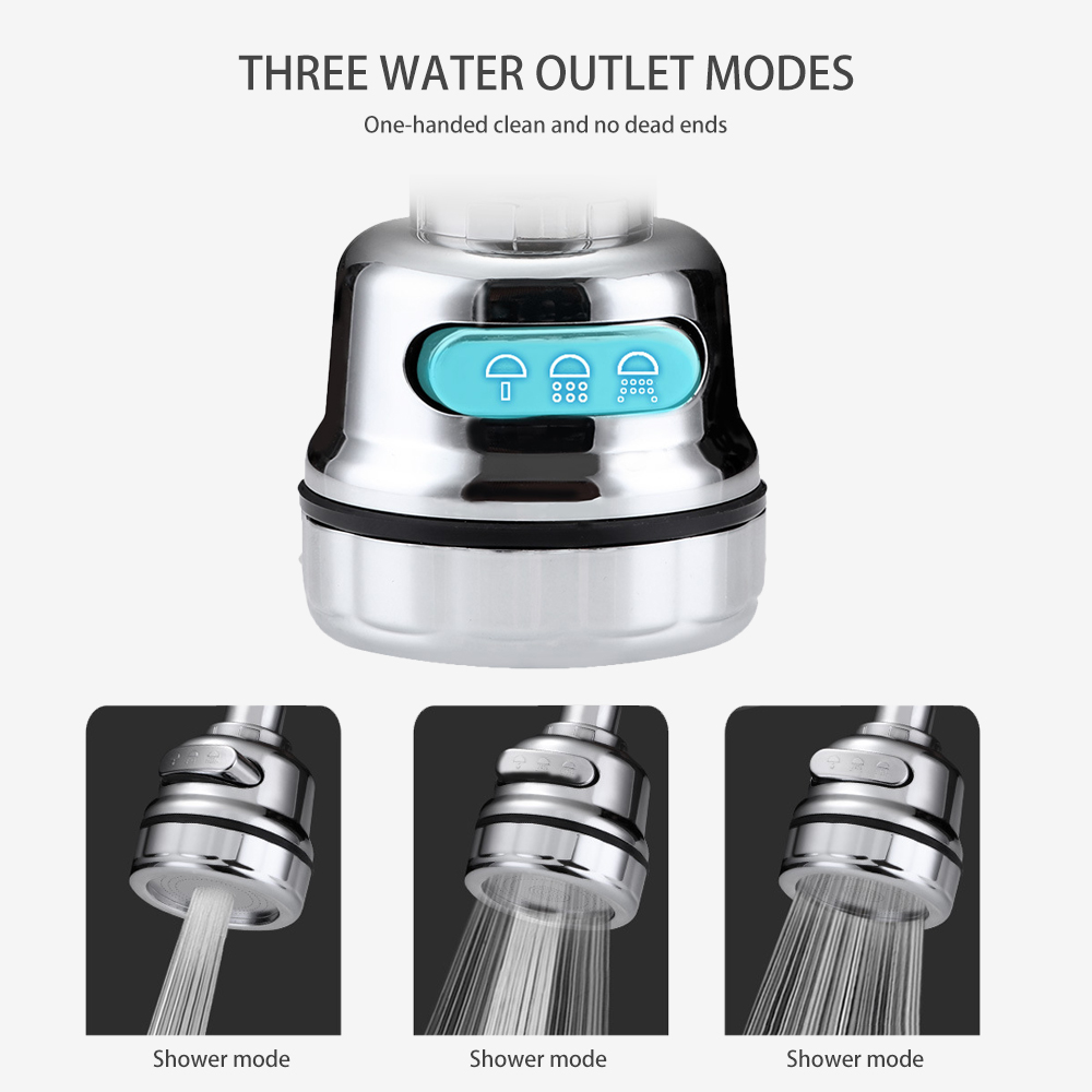 3 Modi Kraan Adapter Beluchter Bubbler 360 Draaibare Hogedruk Kraan Filter Extender Waterbesparende Keuken Gadget Kraan Mondstuk
