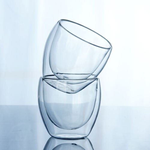 150-450ML Glass Coffee Mug Clear Double Wall Insulated Thermal Tea Cup Drinking