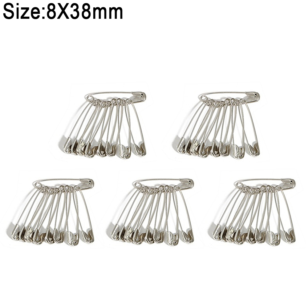 50pcs Safety Pins DIY Sewing Tools Accessory 5 Kinds Size Silver Metal Needles Large Safety Pin Small Brooch YJ379: Lavender