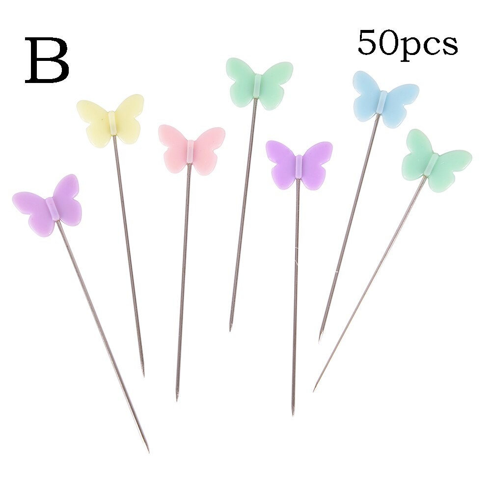 50pcs Patchwork Needle Craft Flower Button Head Pins Embroidery Pins For Diy Quilting Tool Sewing Accessories: B