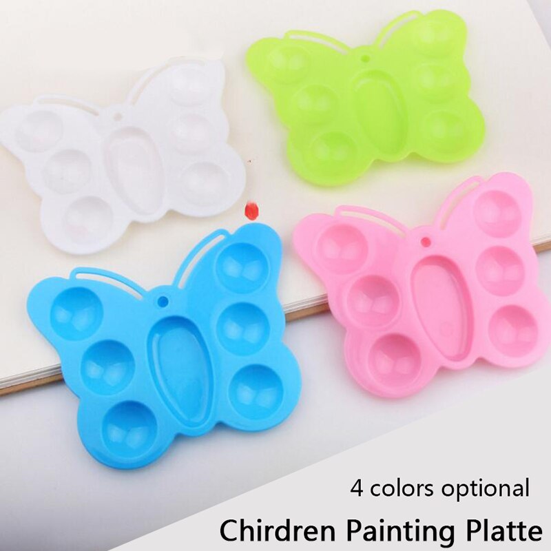 7 Wells Butterfly Plastic Palette Art Paint Plastic Drawing Tray Color Palette For Oil Watercolour White Painting Pallet