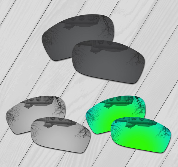 E.o.s Gepolariseerde Verbeterde Vervanging Lenzen Voor Oakley Fives Squared Zonnebril-Meerdere Keuze: Black-Silver-Green