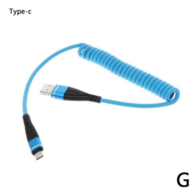 Spring Coiled Data Cable Retractable Fast Charging Cable Micro USB Wire Data Connect Charging Type C 1.2m I3Y9: G