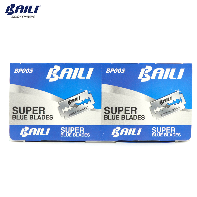 BAILI 200 Pcs/Lot Super Blue Safety Razor Blades Double Edge Shaver Beard Hair Shaving Blades for Men Face Personal Care BP005