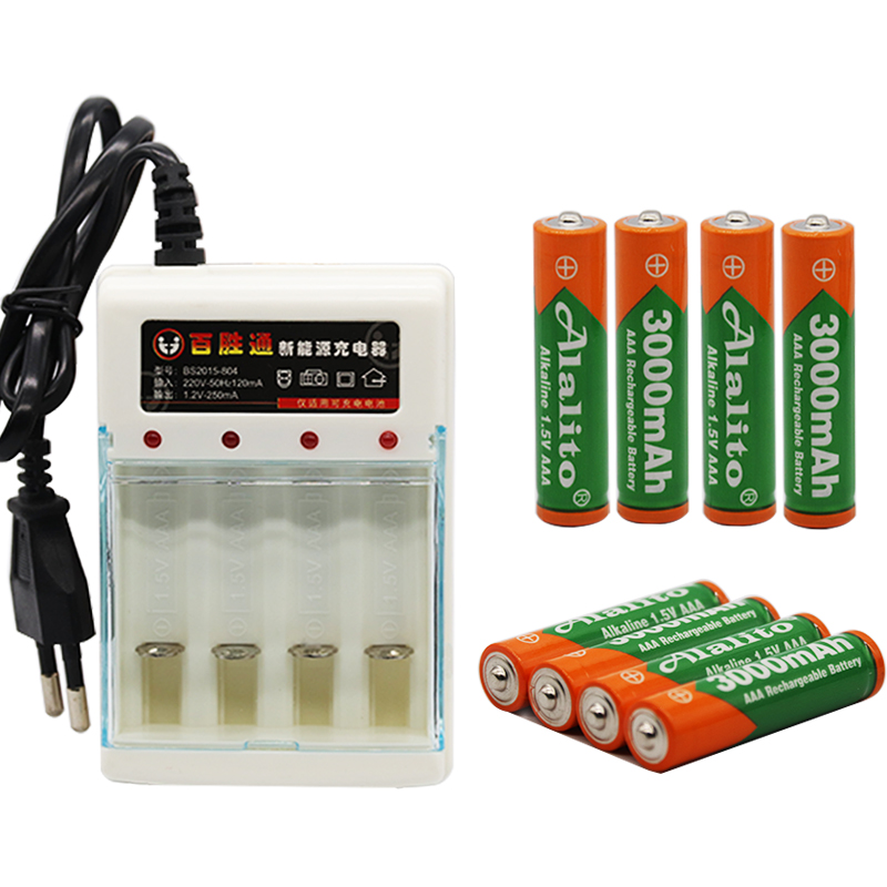 Brand 3000mah 1.5V AAA Alkaline Battery AAA rechargeable battery for Remote Control Toy Batery Smoke alarm with charger