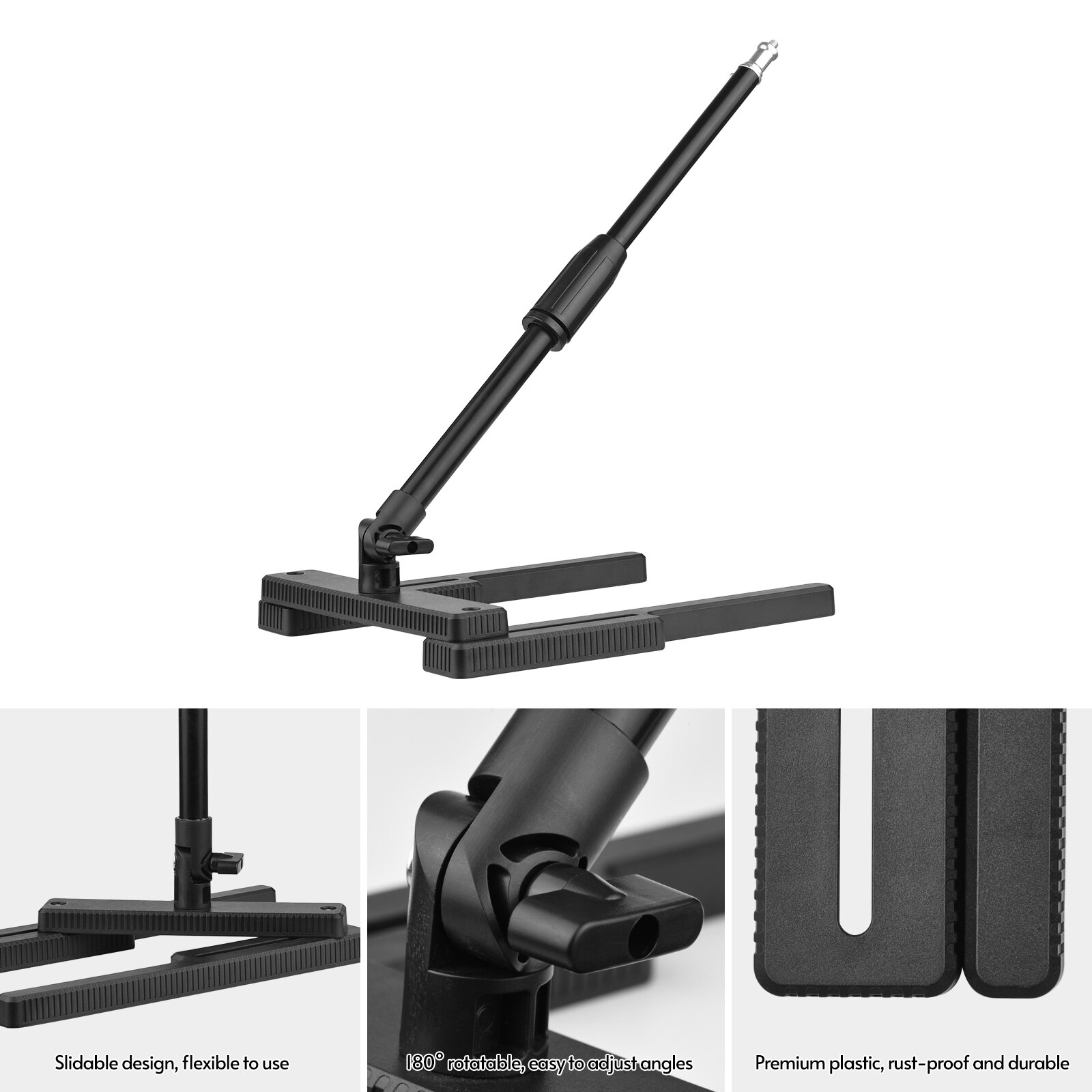 Multifunktionaler schreibtischlampenständer mit 2 -fach verstellbarer höhe und 1/4 -zoll-schraube für videoringlicht