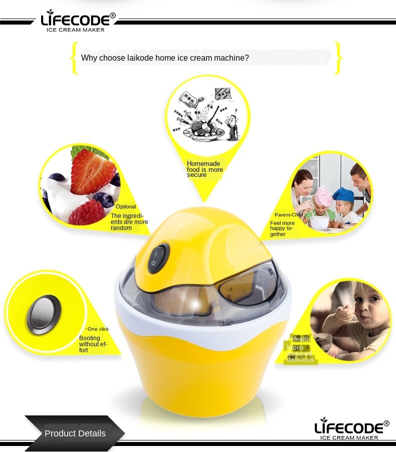 600ML Intelligent Ice Cream Maker Full Automatic Electric Icecream Machine DIY Milkshake Fruit Dessert Freezer EU