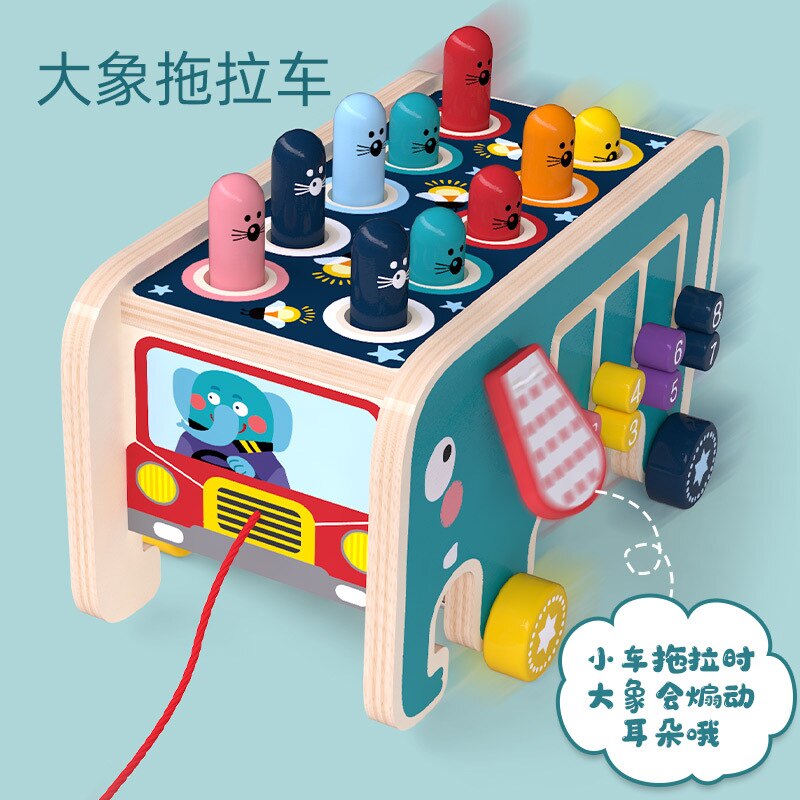 Bois dessin animé éléphant jouer Hamster nourrissons enfants éducation précoce livre empilage Taiwan glisser bébé marcheur jouet