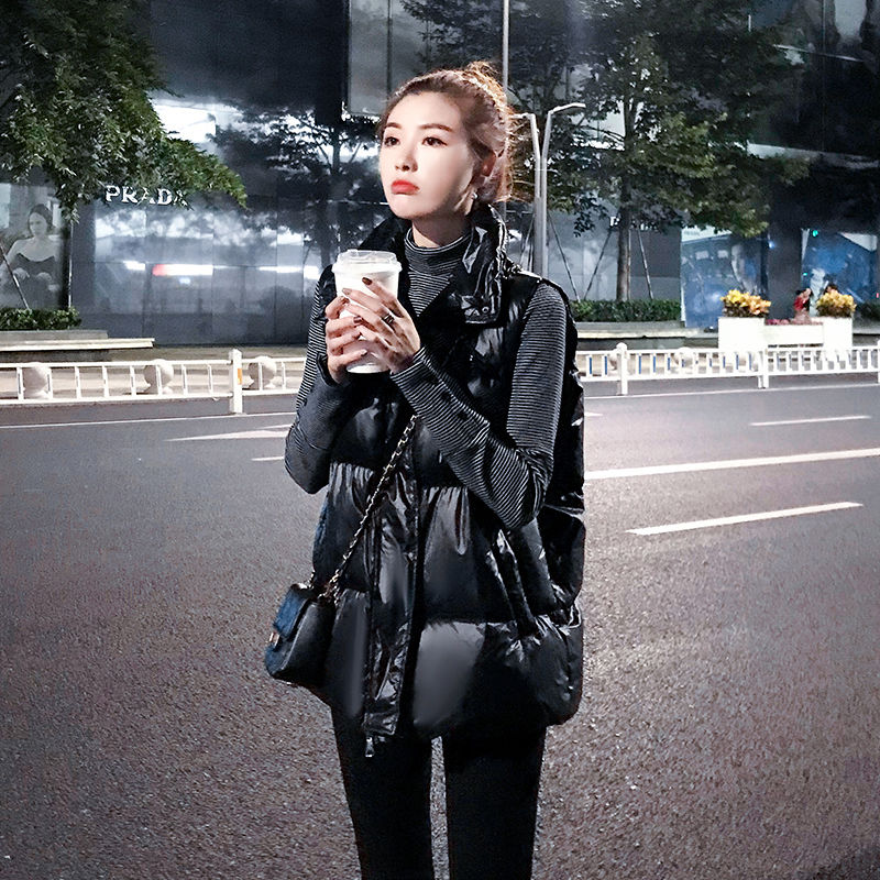 Naiset talvi lämmin tikattu liivi naisten mandariiniteline kaulus paksu liivi naisten puuvillapehmustettu hihaton takki  t94