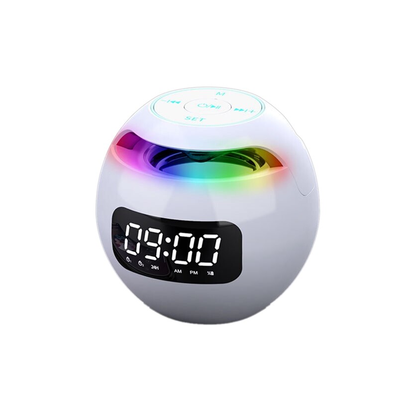 Draadloze Bluetooth Speaker Sound Box Klok Alarm Kleur Nachtlampje Met Microfoon Usb 5.0 Adapter Klok Versie: Donker Kaki