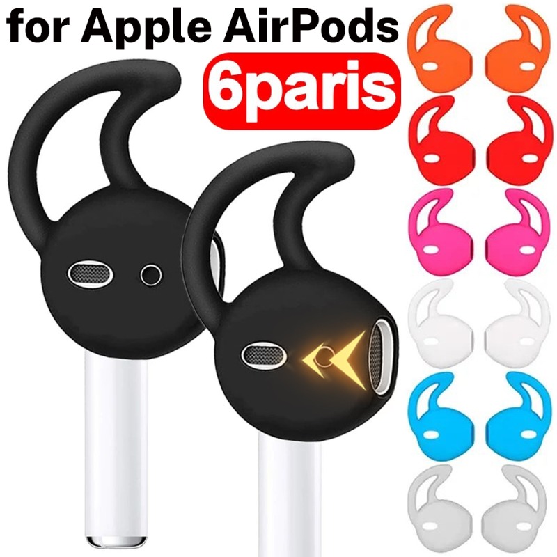 6/1 Paar In-Ear-Ohrstöpsel aus weichem Silikon für Airpods, schützende Ohrpolster, Kopfhörer-Cup-Ohrpolster mit Anti-Rutsch-Ohrbügel