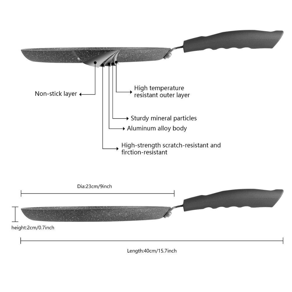 23cm pan for pancakes non-stick marble coating aluminum with soft touch bakelite handle induction pan pancake pan