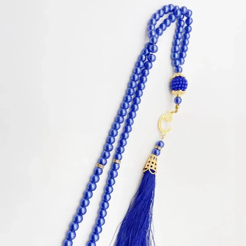 Nuevas perlas de vidrio borla estilo turco Rosario musulmán cuentas de oración islámica pulsera para mujeres accesorios de joyería 6mm 99 Uds: Color amarillo dorado claro