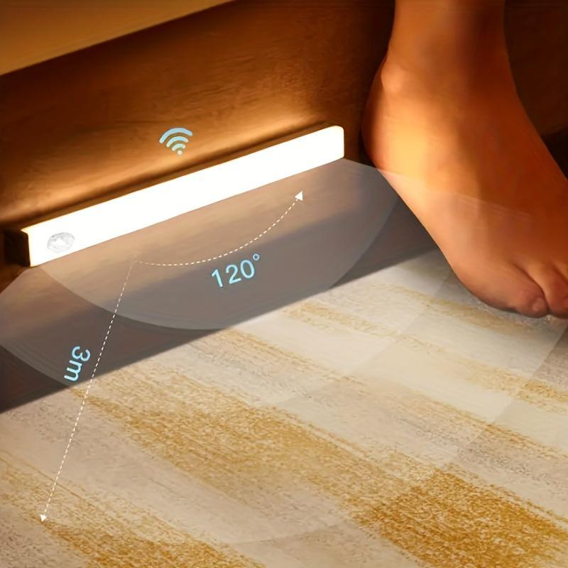 2 st trådlös led-ljusramp med rörelsesensor, uppladdningsbar magnetisk nattlampa för korridor, köksskåp, trappor, garderob