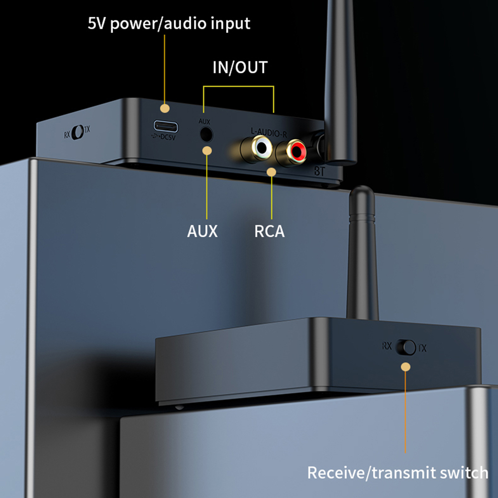 Bluetooth-kompatibel 5.3 trådlös stereoadapter 2 in 1 mottagare sändare med aux rca för tv bilhögtalare