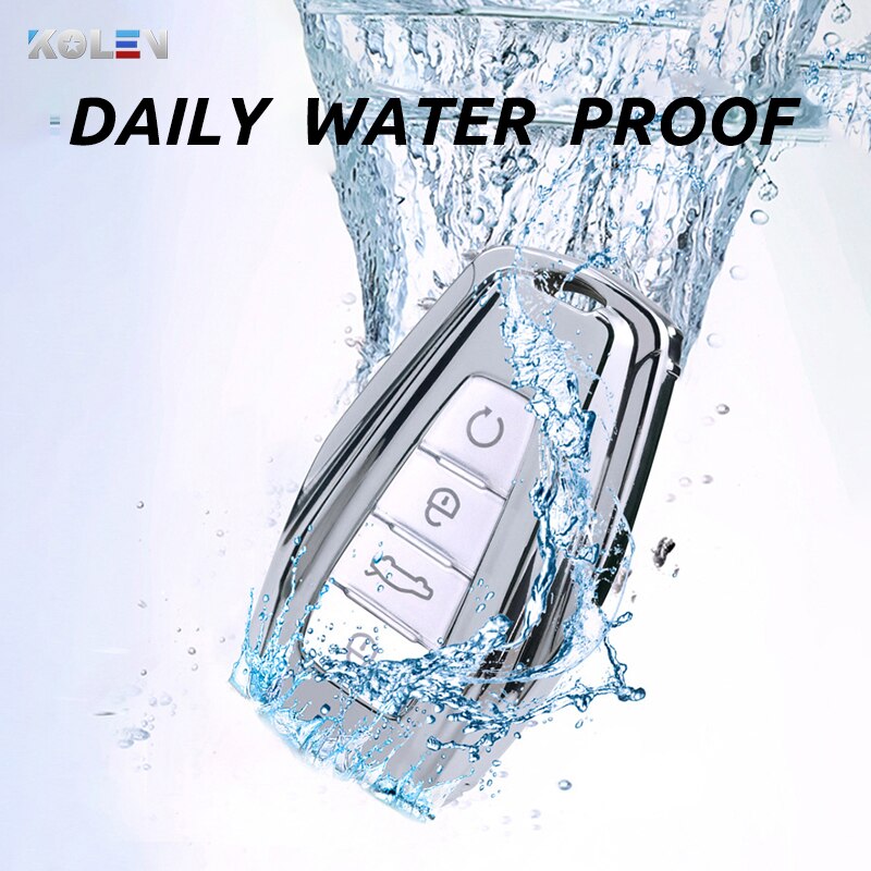 Soft TPU Car Remote Key Case Cover Holder Shell Geely Coolray 4 Buttons Car Styling Accessories Fob Buckle Keychain