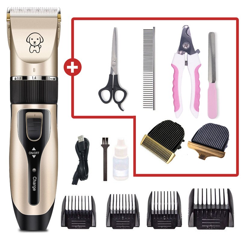 Hondentondeuse, geluidsarme hondentondeuse, hondentrimmer, kattentondeuse, trimmer voor huisdieren, usb-oplaadbaar: Gouden  l07