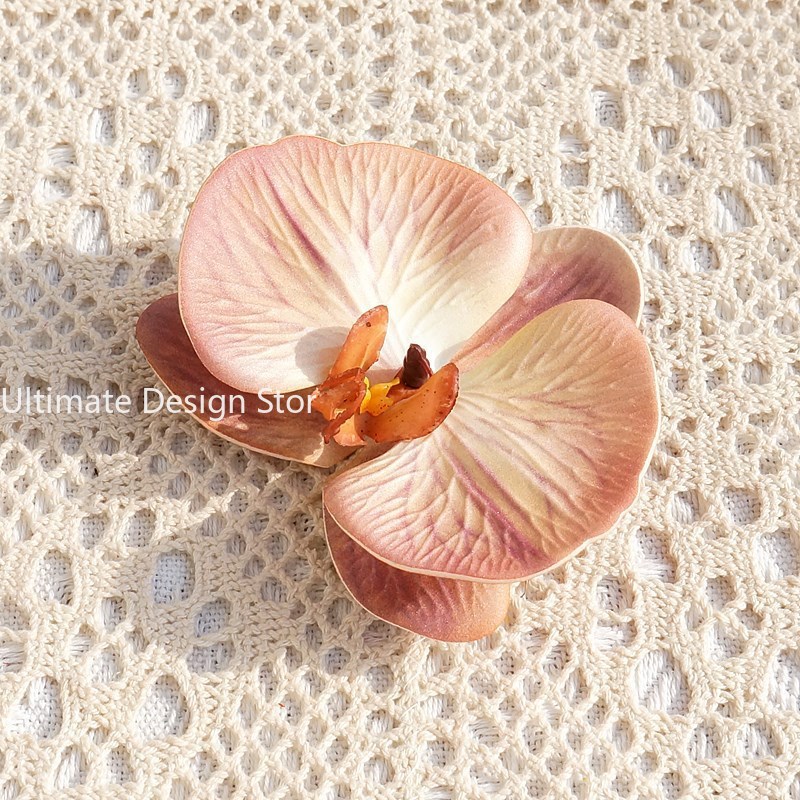 Accesorios para el cabello de novia con orquídeas de algodón y silicona impresos en 3D, recuerdos de boda elegantes, decoraciones de: Negro