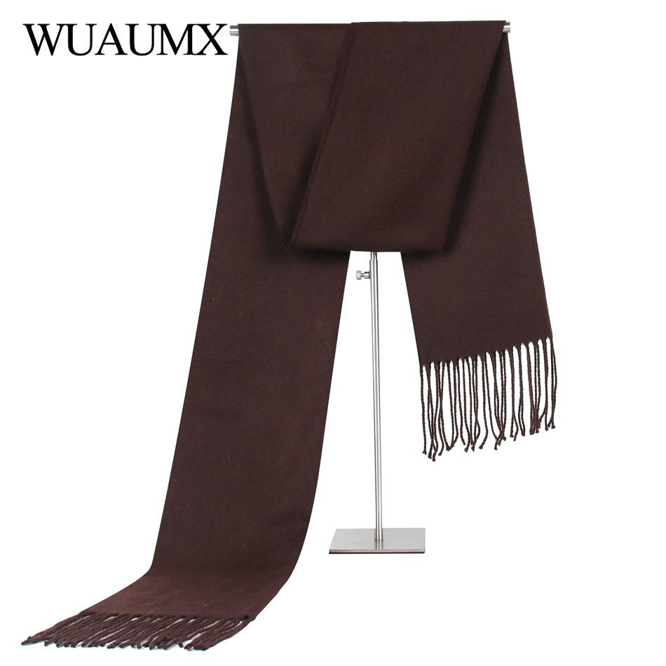Wuaumx afslappet solidt tørklæde mænd vinter tørklæder mandlig efterligning kashmir varmt tørklæde med kvaster sjal halstørklæde echarpe 9 farver