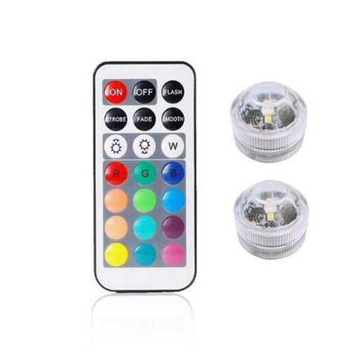 Underwater LED Light In/outdoor IP68 Waterproof Candle Lights 3cm Mini Pool Vase Lamp with Remote Control RGB Submersible lamps: 1remote 2Light