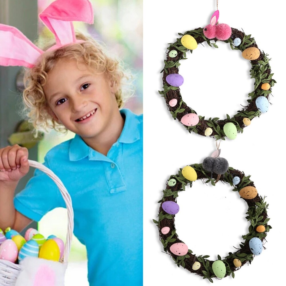 Artificial Garlands Bubble Egg Easter Wreaths Front Door Garden Courtyard Decoration Happy Easter Party Wreath Decor