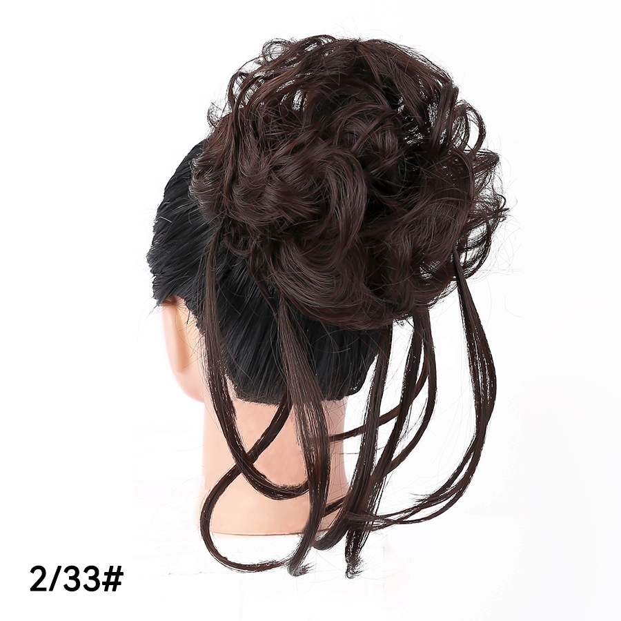 Messy Synthetic Hair Bun Scrunchy Donut Wavy Updo Elastic Scrunchie Hair Pieces Bridal Hairpiece Easy Bun Updos For Women Kids: P4/30