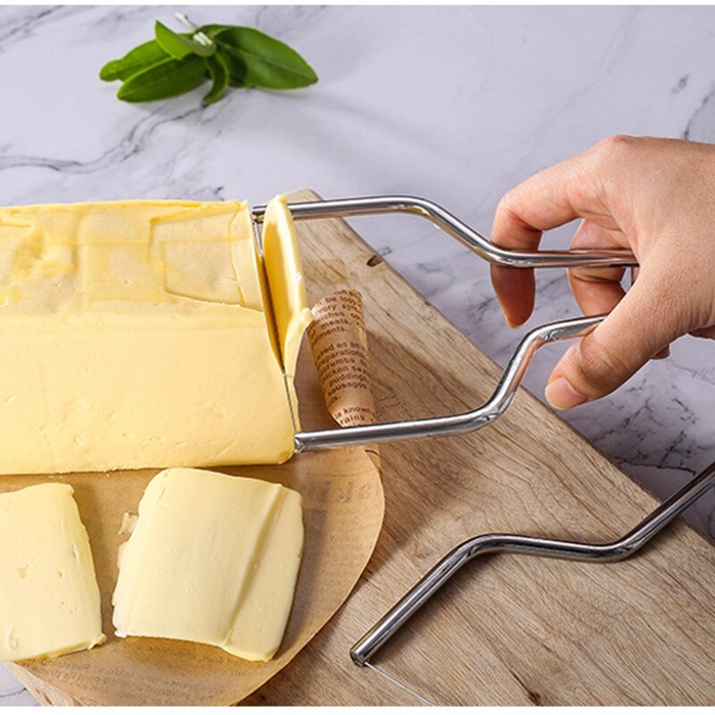 2-piece set Stainless Steel Eco-Friendly Wire Cheese Slicer Cheese Tool Butter Cutting Board Butter Cutter Knife Kitchen Tools