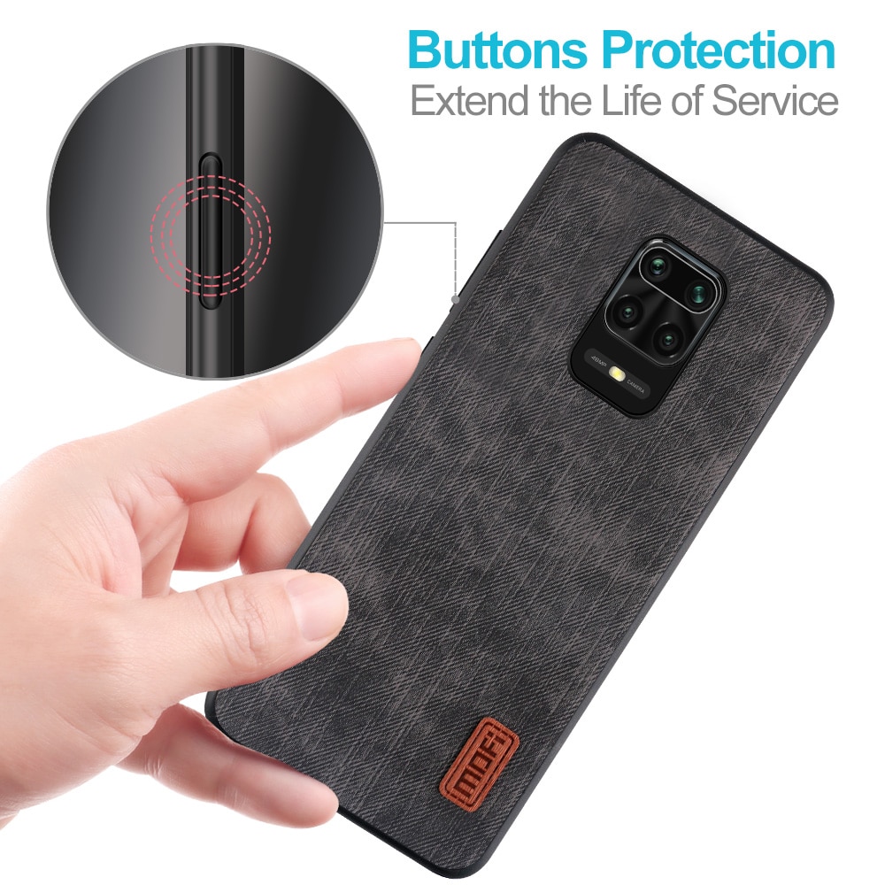 MOFi For redmi note 9s case for Mi Redmi Note 9 Pro max Cover Housing Silicone shockproof jeans PU leather Black TPU Dustproof