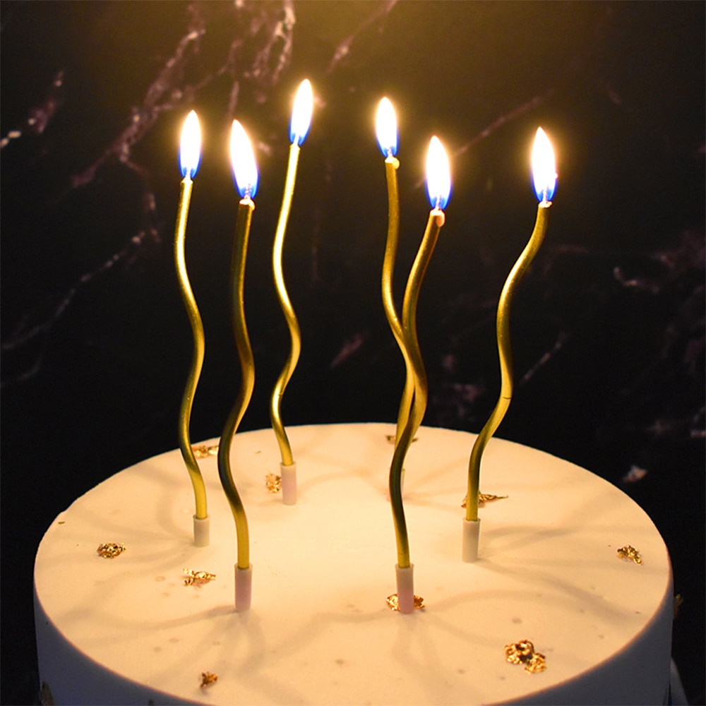Threaded Birthday Cake Candle Curved Cake Birthday Candles Long Thin Candles For Birthday Wedding Party Decorations Supplies