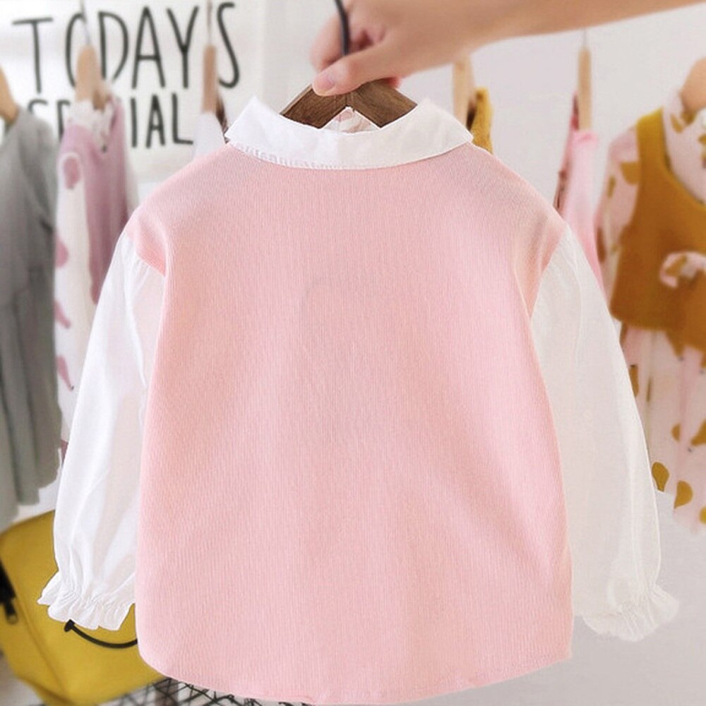 Dzieci dzieci niemowlęta księżniczka z kołnierzykiem z klapami lista koszule stroje moda dziewczyny koszula ubrania 2021 wiosenne jesienne bluzy