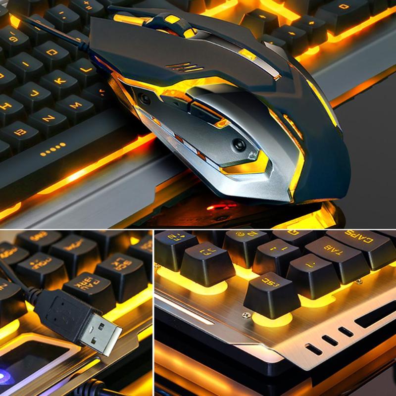 ALLOYSEED USB Wired Gaming Keyboard Mouse Gamer Profesional Set Led gaming mouse keyboard set wired 4000DPI gamer keypad set