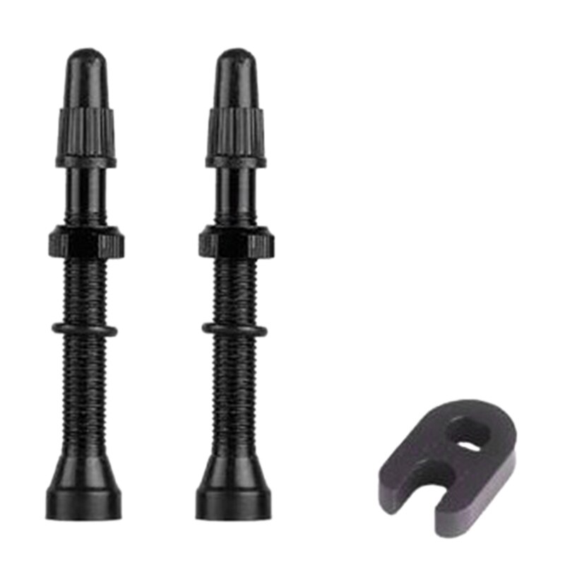1 paar fiets 60mm presta ventielen voor racefiets tubeless banden messing kern legering stuurpen tubeless kit compatibel: Zwart