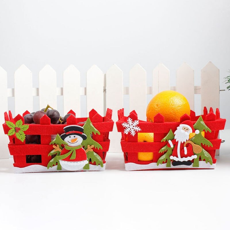 2Pcs Christmas Candy Fruits Storage Basket Container Box Home Decor Christmas Candy Storage Basket
