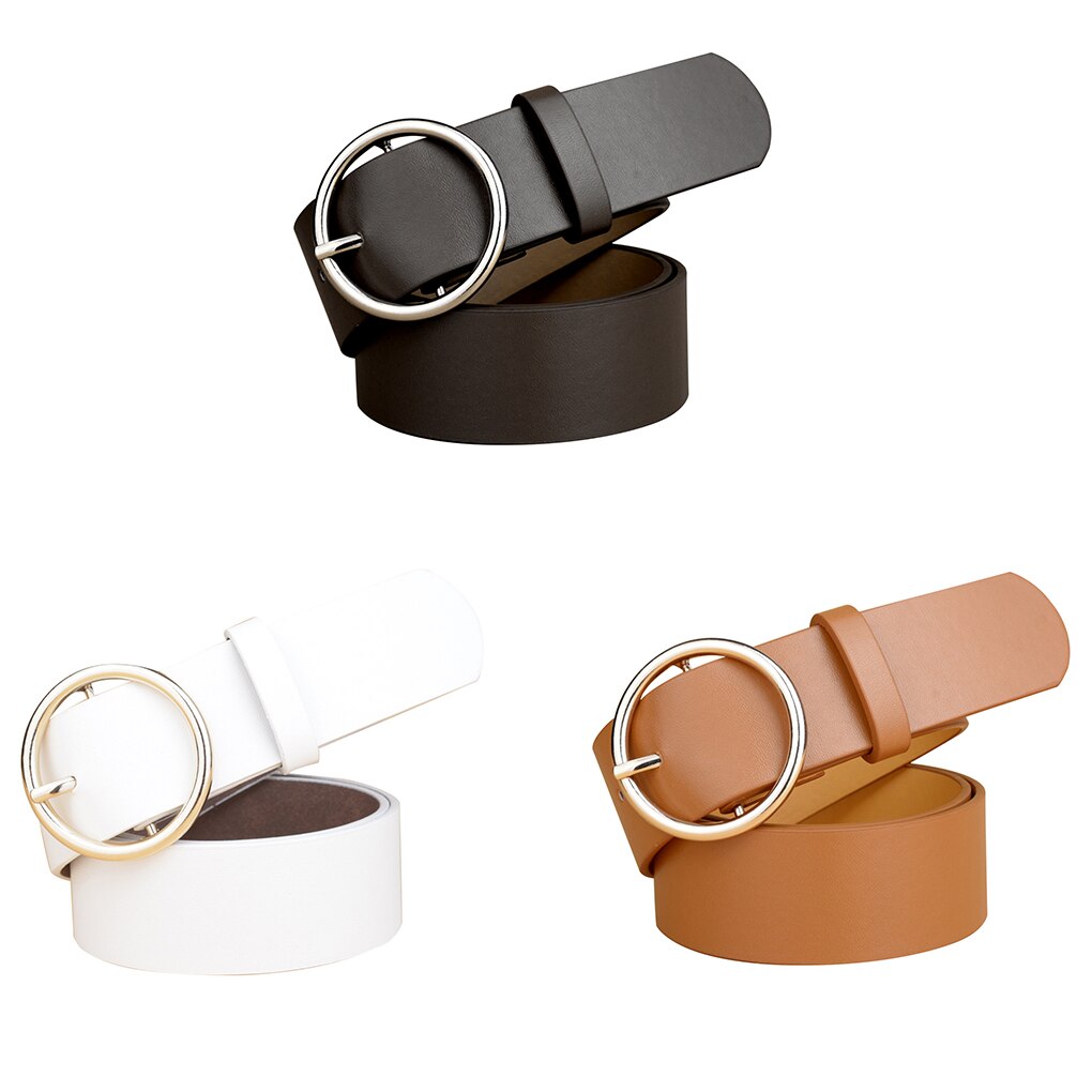 Women Waist Leather Belts Solid Color Dresses Belt Pin Buckle Dresses Belts Formal