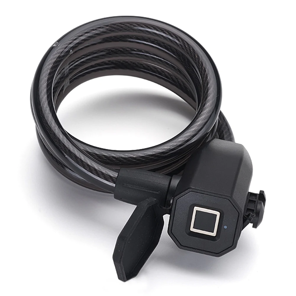 Fingerabdruck-Fahrradschloss, 1200 mm lang, wasserdicht, Diebstahlschutz, USB-Aufladung, MTB, Rennrad, Fingerabdruckschloss für Elektrofahrrad, Rolle: Weiß