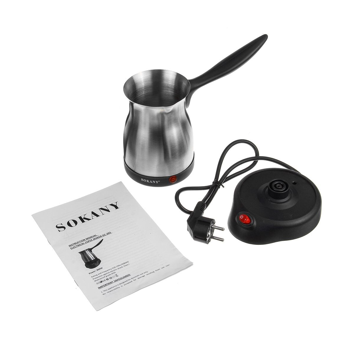 Elektrische Koffiezetapparaat Rvs Turkse Griekse Koffiemachine Espresso Moka Pot Home Office Koffie Pot Waterdicht IPX4