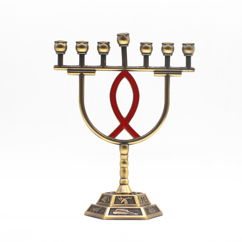 Kynttilänjalat menorah metalli kynttilälyhty kynttilänjalka messinki 7 haara 12 heimoa