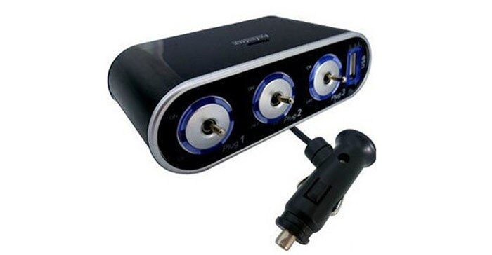 1PCS Car Cigaratte Lighter Switch 12V/24V +USB+LED Light 3 Way Triple Socket Splitter Lights Switch 19Y20: Default Title