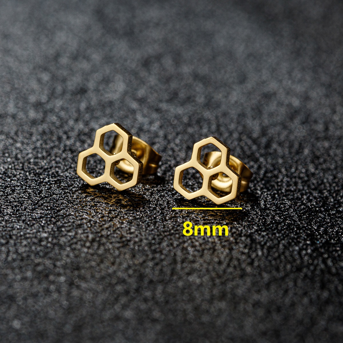 1 par de pequeños pendientes de panal de acero inoxidable para mujer y niña, pendientes hexagonales geométricos, química, pendientes moleculares
