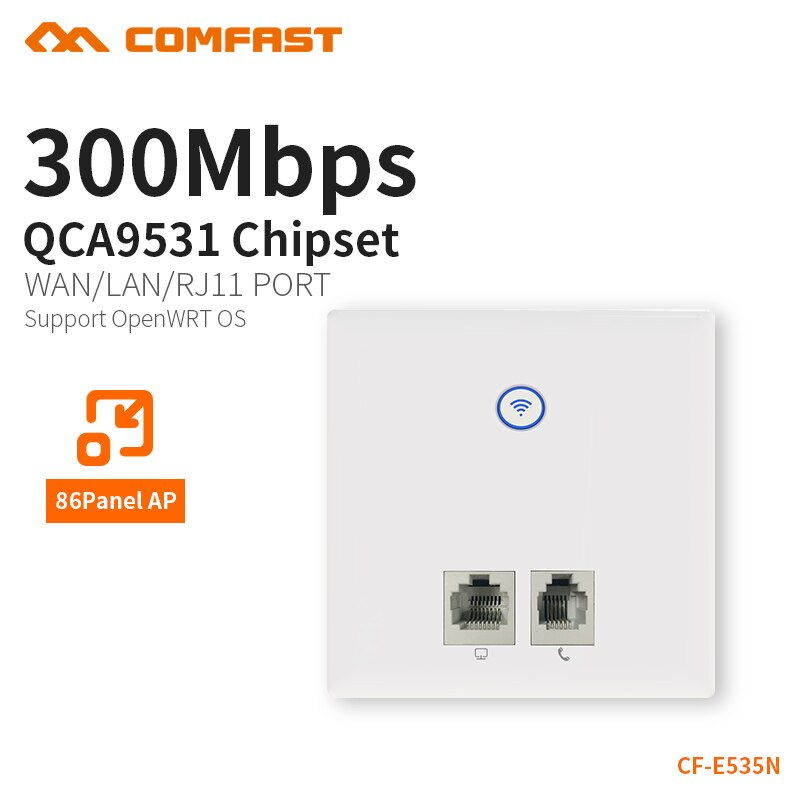 COMFAST 300Mbps Wall Ingebed AP Router 2.4G Draadloze WIFI Access Point 86 Panel Telefoon RJ11 + RJ45 Poort AP CF-E535N