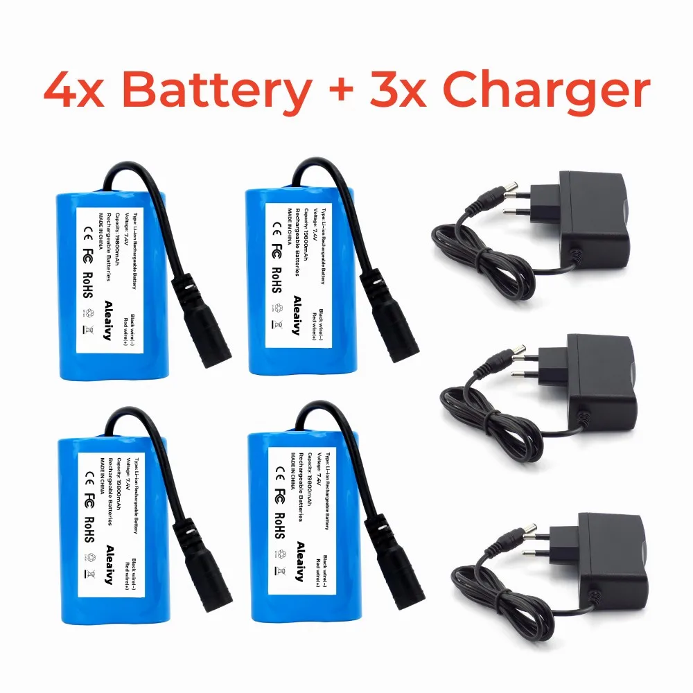 Li-ion-batteri 7.4v 19800 för  v020 v900 -5 v007 c18 h18 v18 d18b fx88 fjärrkontrollerade rc-fiskebåtsbatterier: Svart